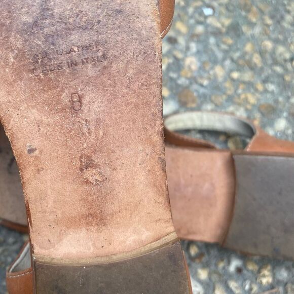 Vintage huarache style ankle strap flats made in Italy 8 N - Picture 4 of 5